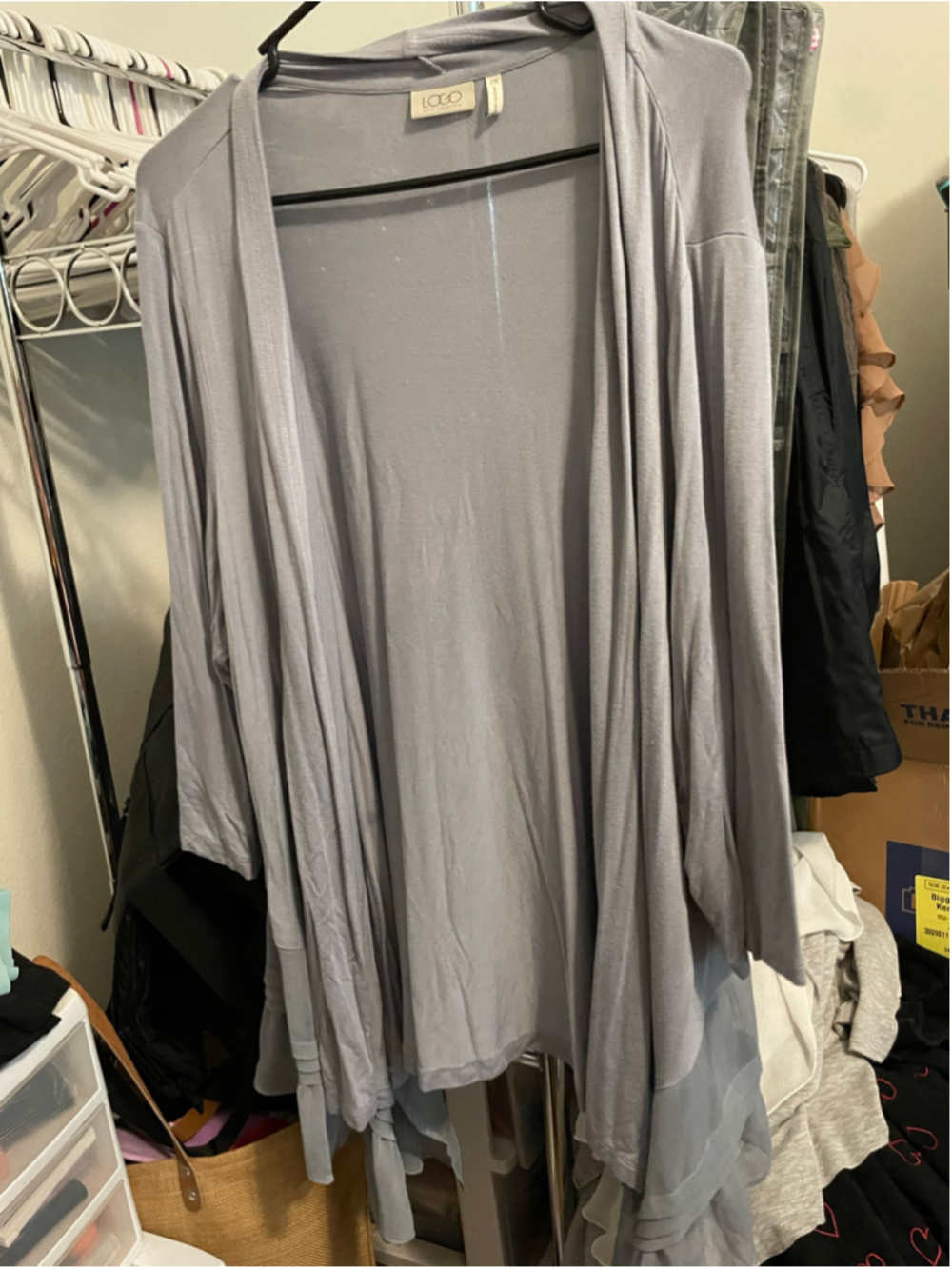 Women's LOGO Lori Goldstein slate blue Grey Cardigan Size 2X